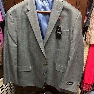 Men’s blue plaid suit coat